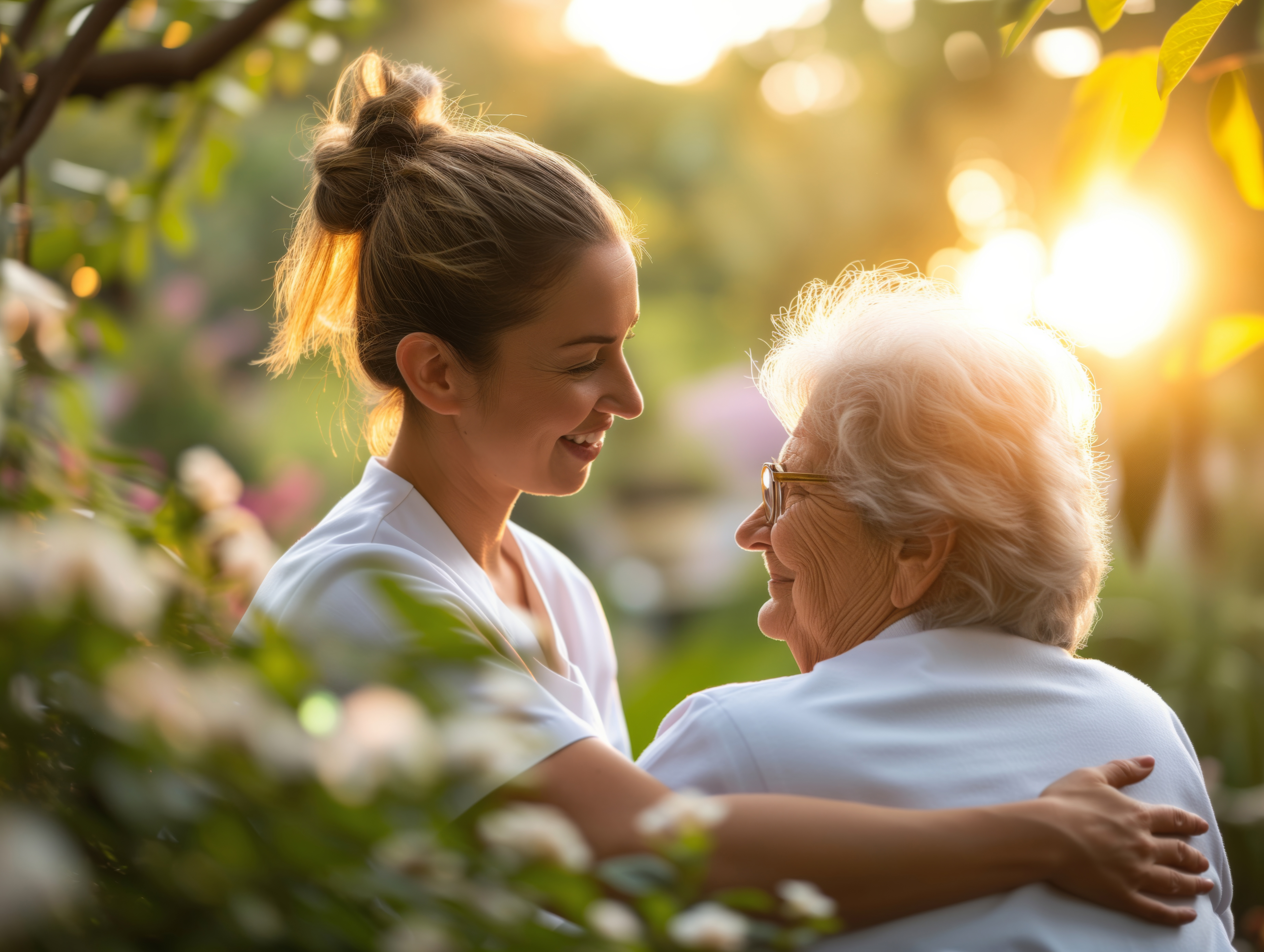 Senior receiving compassionate home care